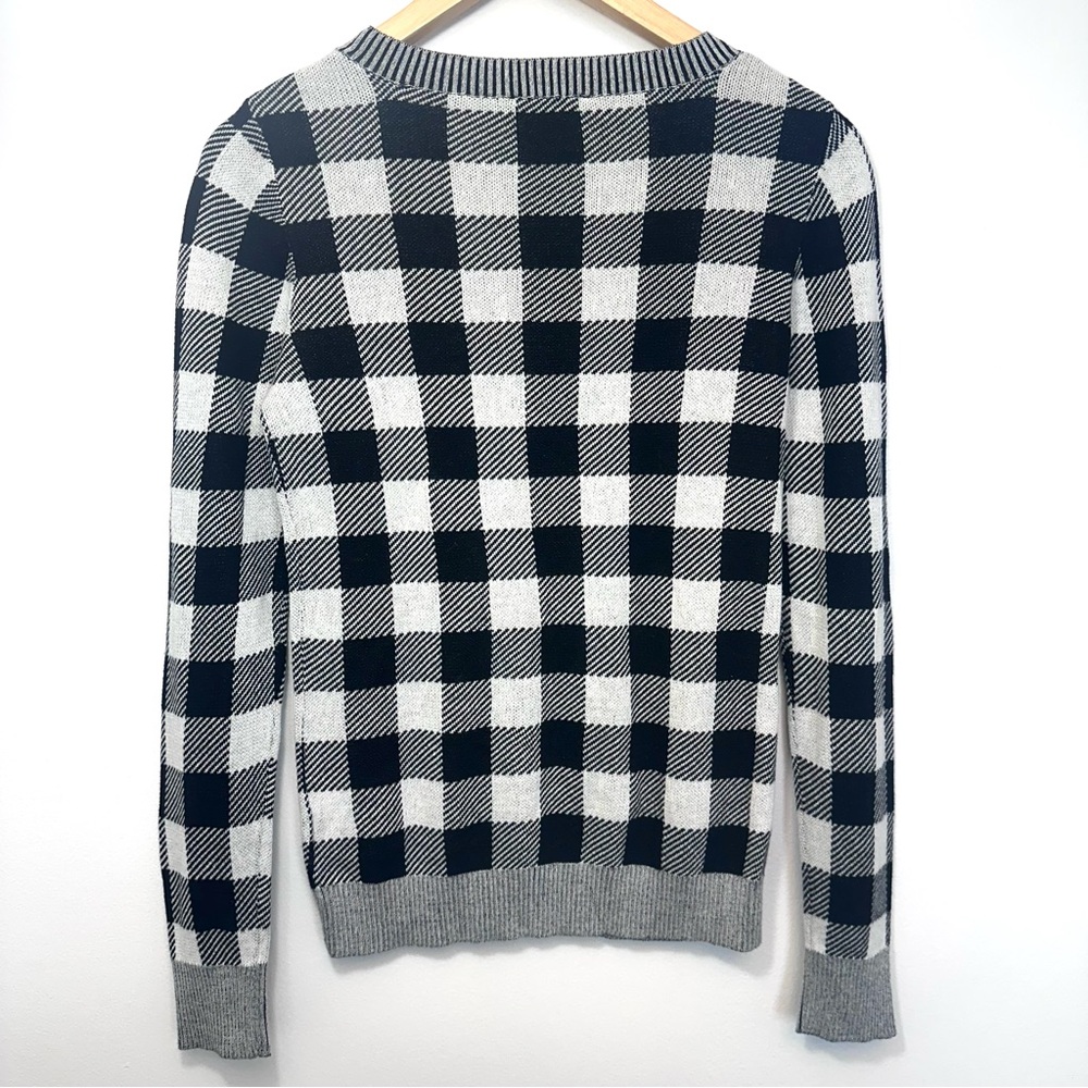Express Sweater Medium Black White Checkered Crewneck Pullover 100% Cotton NWT - Picture 4 of 15